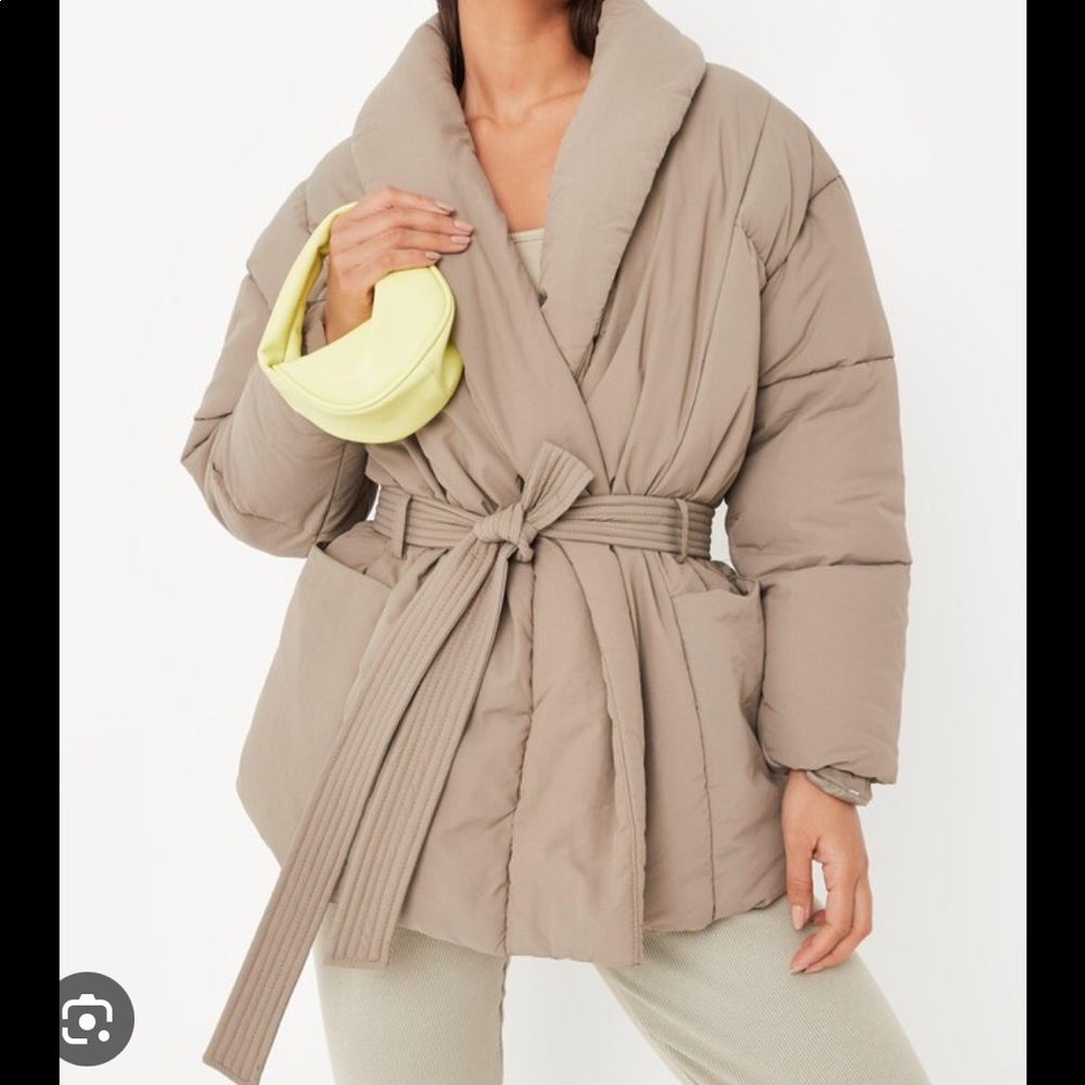 Missguided belted puffer coat